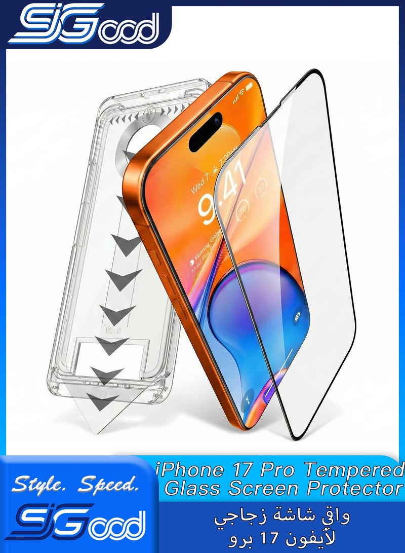 SIGood 1 Pack iPhone 17 Pro Screen Protector, Military-Grade Shatterproof, 9H Hardness, 99% HD Clear, Bubble-Free, Anti-Fingerprint, Anti-Oil, Full Coverage Tempered Glass with Auto Dust-Elimination Easy Installation - Image 1